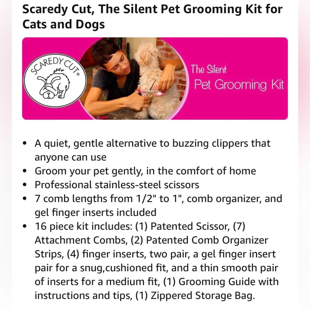 SCAREDY CUT Silent Pet Grooming Kit for Dogs & Cats